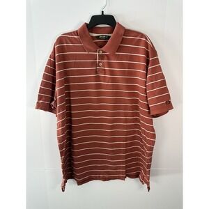 Eddie Bauer Men's Polo Short Sleeve Shirt Size XXL Red Striped 100% Cotton 2XL
